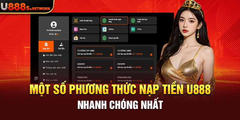 Một số phương thức nạp tiền U888 nhanh chóng nhất